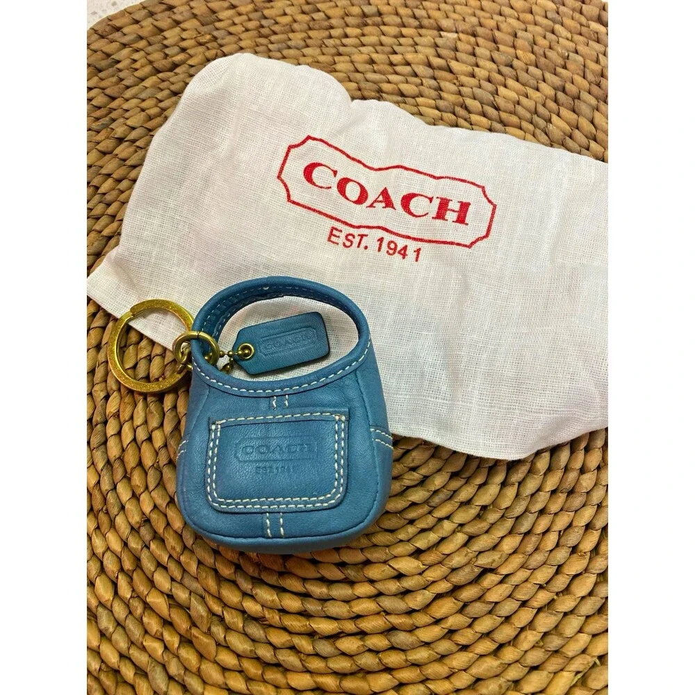 Coach Turquoise Ergo Hobo Leather Bag Keyring Charm w/dustbag